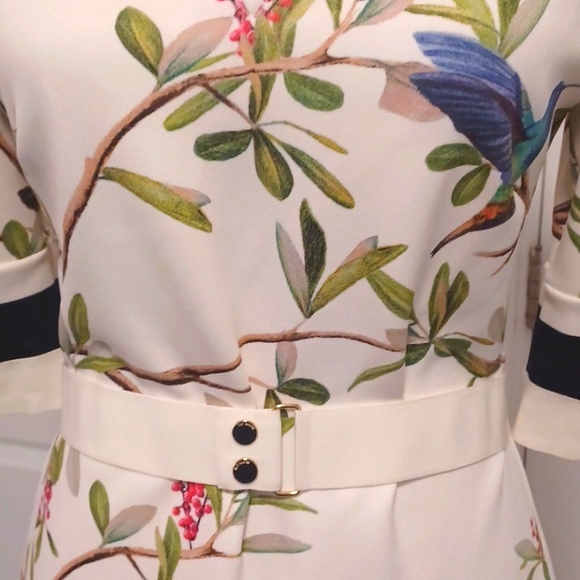 Ted Baker Everly Highgrove sleeved bodycon dress pencil slit zipper birds 2 - Picture 12 of 17